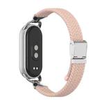 For Xiaomi Smart Band 10 / 9 / 8 Metal Head Two Sections Nylon Braided Watch Band(Powdered Sand)