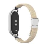 For Xiaomi Smart Band 10 / 9 / 8 Metal Head Two Sections Nylon Braided Watch Band(Apricot)