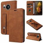 For Sharp Sense7 Wristband Magnetic Leather Phone Case(Brown)