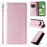 For Google Pixel 7 Braided Embossed Strong Magnetic Leather Phone Case(Pink)