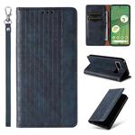 For Google Pixel 7 Braided Embossed Strong Magnetic Leather Phone Case(Blue)