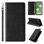 For Google Pixel 7 Braided Embossed Strong Magnetic Leather Phone Case(Black)