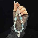 Dreamcatcher Gold Foil Bead Crystal Mobile Phone Chain(Blue)