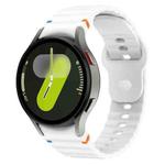 For Samsung Galaxy Watch 7 40mm / 44mm Wavy Grain Stitched Reverse Buckle 20mm Silicone Watch Band(Official White)