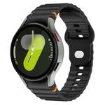 For Samsung Galaxy Watch 7 40mm / 44mm Wavy Grain Stitched Reverse Buckle 20mm Silicone Watch Band(Black)