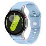 For Samsung Galaxy Watch 7 40mm / 44mm Wavy Grain Stitched Reverse Buckle 20mm Silicone Watch Band(Light Blue)