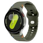 For Samsung Galaxy Watch 7 40mm / 44mm Wavy Grain Stitched Reverse Buckle 20mm Silicone Watch Band(Army Green)