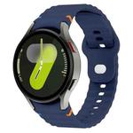 For Samsung Galaxy Watch 7 40mm / 44mm Wavy Grain Stitched Reverse Buckle 20mm Silicone Watch Band(Midnight Blue)
