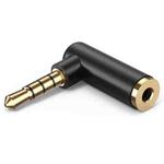 JUNSUNMAY 90 Degree Right Angle 3.5mm TRRS Male to Female Audio Adapter Connector(Black)