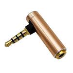 JUNSUNMAY 90 Degree Right Angle 3.5mm TRRS Male to Female Audio Adapter Connector(Golden)