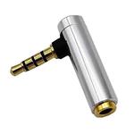 JUNSUNMAY 90 Degree Right Angle 3.5mm TRRS Male to Female Audio Adapter Connector(Silver)