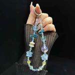Dried Flower Beads, Butterfly Crystal, Mobile Phone Chain(Blue)