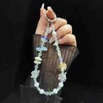 Dried Flower Beads, Butterfly Crystal, Mobile Phone Chain(White)