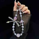Luminous Clouds Gold Pobeads Bow Crystal Phone Chain(Purple)