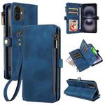 For iPhone 16 Fantasy Multifunctional Zipper Wallet Leather Phone Case(blue)