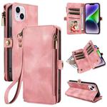 For iPhone 14 Plus Fantasy Multifunctional Zipper Wallet Leather Phone Case(pink)