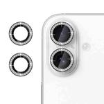 For iPhone 16 Klebol Individual Camera Lens Diamond Ring Protector(Black)
