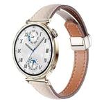 18mm Slim Litchi Texture Fold Magnetic Buckle Genuine Leather Watch Band(Starlight)