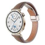 18mm Slim Litchi Texture Fold Magnetic Buckle Genuine Leather Watch Band(Bronze)