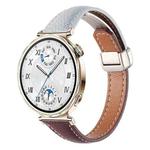 18mm Slim Litchi Texture Fold Magnetic Buckle Genuine Leather Watch Band(Misty Blue Wine Red)