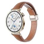 18mm Slim Litchi Texture Fold Magnetic Buckle Genuine Leather Watch Band(Brown)