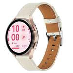18mm Push Button Silver Steel Buckle Genuine Leather Watch Band(Beige)