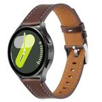 20mm Push Button Silver Steel Buckle Genuine Leather Watch Band(Brown)