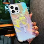 For iPhone 16 Pro Max Glossy Color-Plated MagSafe Shockproof Phone Case(Colored Feathers)