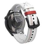 22mm Seven-Line Tri-Star Buckle Pull Up Leather Watch Band(Beige Red Thread)