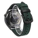 22mm Seven-Line Tri-Star Buckle Pull Up Leather Watch Band(Crazy Horse Green Black Thread)