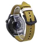 22mm Seven-Line Tri-Star Buckle Pull Up Leather Watch Band(Light Yellow White Thread)