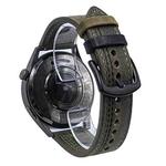 22mm Seven-Line Tri-Star Buckle Pull Up Leather Watch Band(Crazy Horse Army Green Black Thread)