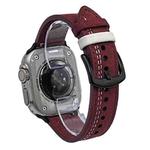 For Apple Watch 42mm / 41mm / 40mm / 38mm 7-Line Tri-Star Buckle Pull Up Leather Watch Band(Burgundy White Thread)