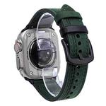 For Apple Watch 42mm / 41mm / 40mm / 38mm 7-Line Tri-Star Buckle Pull Up Leather Watch Band(Crazy Horse Green Black Thread)