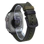 For Apple Watch 42mm / 41mm / 40mm / 38mm 7-Line Tri-Star Buckle Pull Up Leather Watch Band(Crazy Horse Army Green Black Thread)