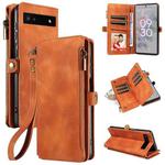For Google Pixel 6a Fantasy Multifunctional Zipper Wallet Leather Phone Case(Orange)