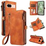For Google Pixel 8a Fantasy Multifunctional Zipper Wallet Leather Phone Case(Orange)