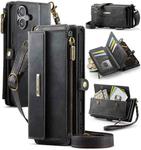 For iPhone 16 CaseMe C39 RFID Blocking Zipper Wallet Leather Phone Case with Crossbody Strap(Black)