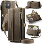 For iPhone 12 / 12 Pro CaseMe C39 RFID Blocking Zipper Wallet Leather Phone Case with Crossbody Strap(Coffee)