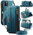 For iPhone 11 Pro CaseMe C39 RFID Blocking Zipper Wallet Leather Phone Case with Crossbody Strap(Green)