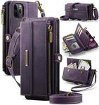 For iPhone 11 Pro CaseMe C39 RFID Blocking Zipper Wallet Leather Phone Case with Crossbody Strap(Purple)