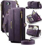 For iPhone 7 / 8 / SE 2022 CaseMe C39 RFID Blocking Zipper Wallet Leather Phone Case with Crossbody Strap(Purple)