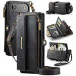 For iPhone Air CaseMe C39 RFID Blocking Zipper Wallet Leather Phone Case with Crossbody Strap(Black)