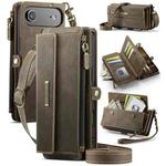 For iPhone Air CaseMe C39 RFID Blocking Zipper Wallet Leather Phone Case with Crossbody Strap(Coffee)