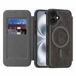 For iPhone 16 Linton MagSafe Leather Phone Case(Grey)