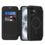 For iPhone 16 Plus Linton MagSafe Leather Phone Case(Black)