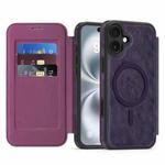 For iPhone 16 Plus Linton MagSafe Leather Phone Case(Purple)