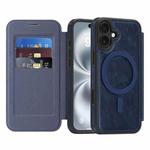 For iPhone 13 Linton MagSafe Leather Phone Case(Blue)