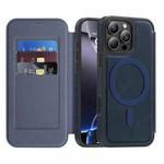 For iPhone 13 Pro Linton MagSafe Leather Phone Case(Blue)