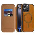 For iPhone 13 Pro Linton MagSafe Leather Phone Case(Brown)